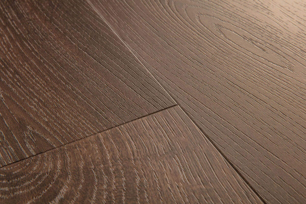 Close-up of a wooden floor with a brown finish