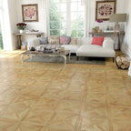Living room with wooden floor and white furniture
