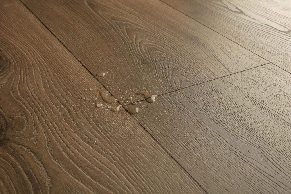 Close-up of a wooden floor with visible grain and texture