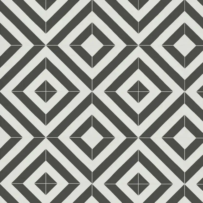 Faus Retro - Black And White Pattern Tile