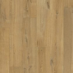 A close-up timber flooring sample of Quick-Step Impressive Soft Oak Natural laminate flooring, showcasing its warm honey tones, subtle natural grain texture, and clean, consistent finish that delivers the timeless beauty of real oak timber at an accessible price point.