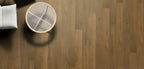 Round metallic object on a wooden floor